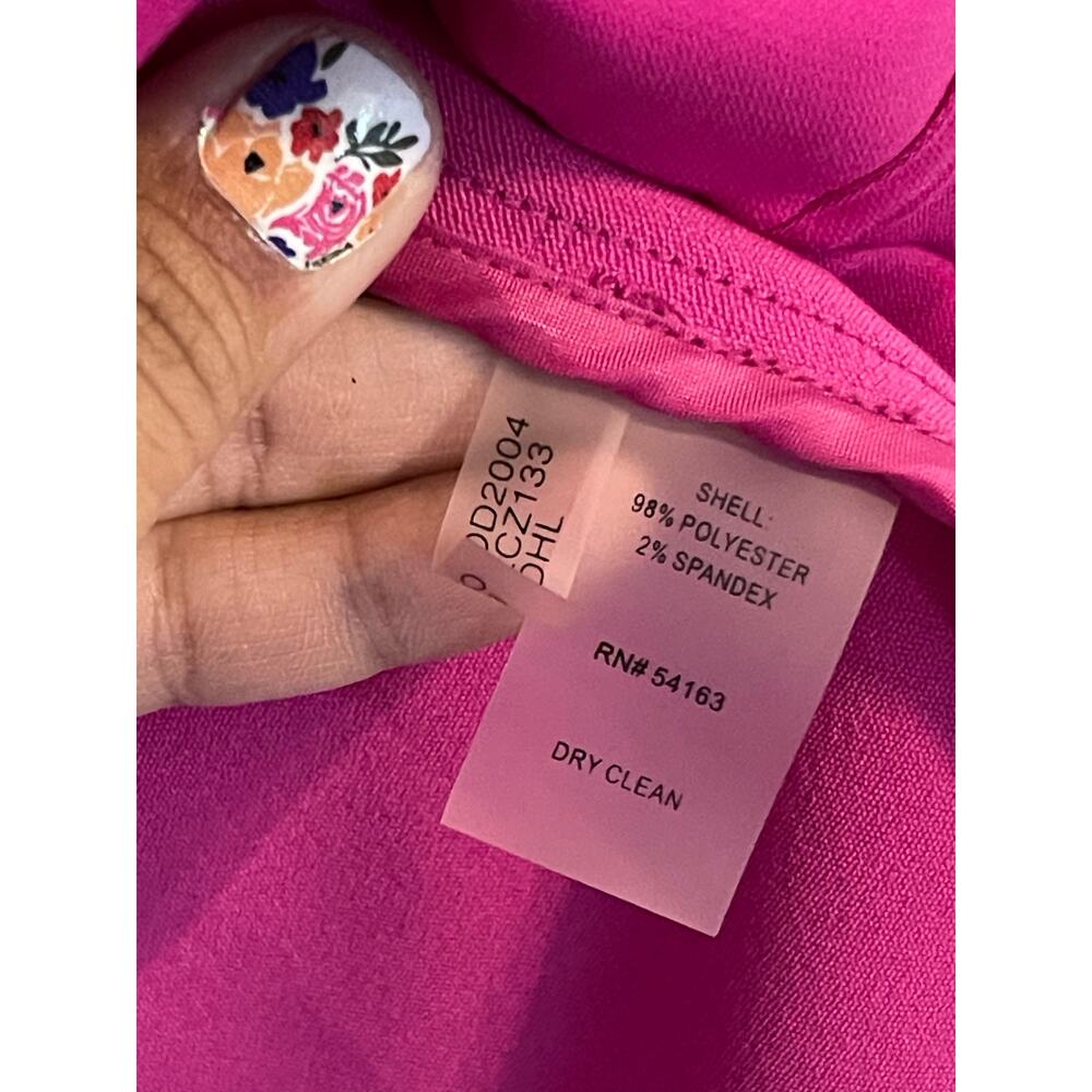 Calvin Klein Moto Ponte Blazer Jacket Hot Pink Gold Zip Stretch Women 2X - Picture 5 of 7